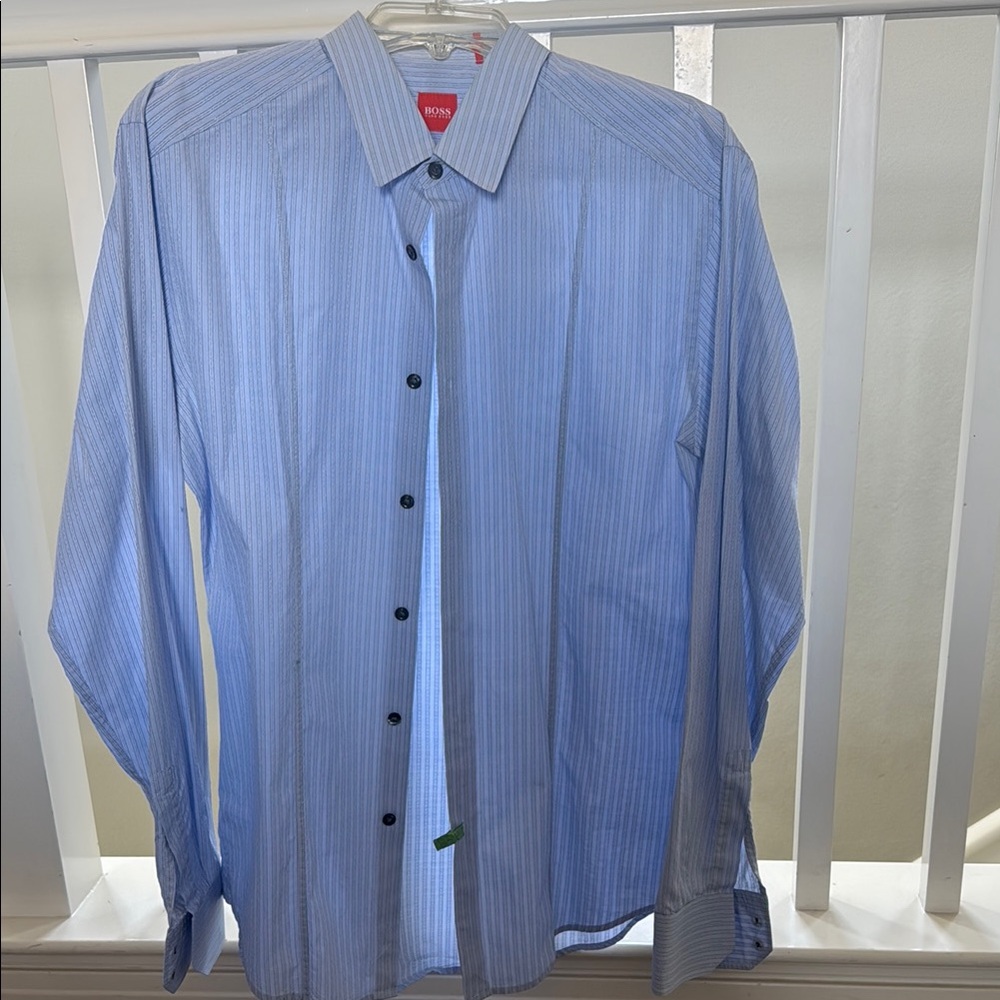 Hugo Boss Blue Striped Men's Shirt
